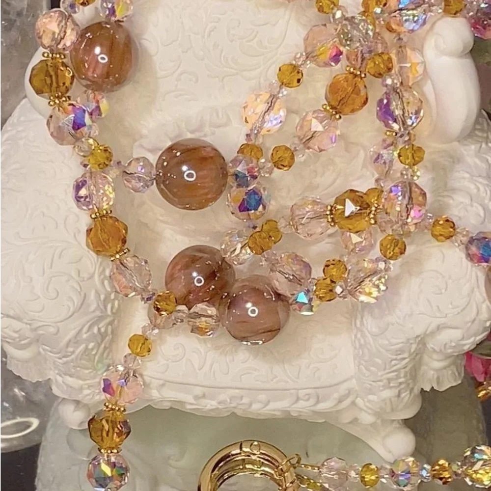 Elegant Gold and Crystal Beaded cell phone accessory